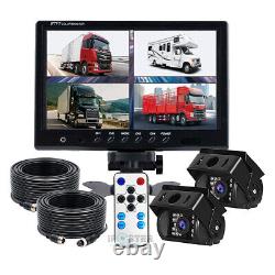9 Quad Split Screen Monitor 4PIN CCD Reversing Camera Rear View Backup System