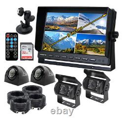 9 Quad Split Screen Monitor DVR CCD Reversing Rear View Camera with32GB System