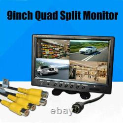 9 Quad Split Screen Monitor Reversing Rear View Camera System For Truck Trailer