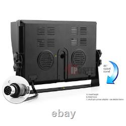 9 Quad Split Screen Rear View Monitor 4PIN Reverse Camera System Truck Trailer