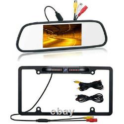 Car Rear View Reverse Night Vision 4.3in Backup Camera Mirror Parking System Kit