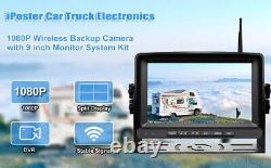 Digital Wireless 9 Quad Splitscreen DVR Monitor Rear Side View Reverse Cameras