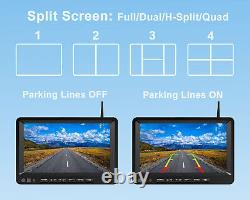 Digital Wireless 9 Quad Splitscreen DVR Monitor Rear Side View Reverse Cameras