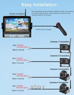 Digital Wireless 9 Quad Splitscreen DVR Monitor Rear Side View Reverse Cameras
