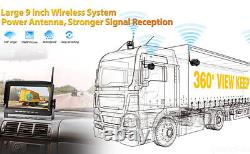 Digital Wireless 9 Quad Splitscreen DVR Monitor Rear Side View Reverse Cameras