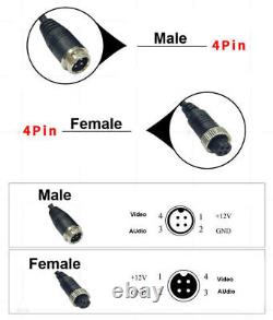 HD 9 Quad Split Monitor Rear View IR Backup Camera For Truck Caravan Reversing