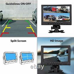 HD 9 Quad Split Monitor Rear View IR Backup Camera For Truck Caravan Reversing