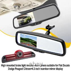 NEW Brake Light Rear View Reverse Camera + 4.3Mirror Monitor For Fiat Ducato