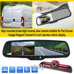 NEW Brake Light Rear View Reverse Camera + 4.3Mirror Monitor For Fiat Ducato