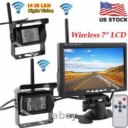 RV Truck Trailer Wireless Dual Backup Camera 7 Monitor Rear View Reversing Kit