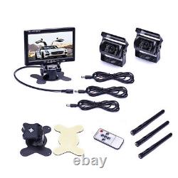 RV Truck Trailer Wireless Dual Backup Camera 7 Monitor Rear View Reversing Kit