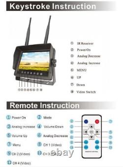 Reversing Rear View HD Wireless 7 Monitor 2.4GHZ For Truck Car IR Horse Float