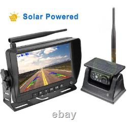Solar Wireless Reverse Camera 7'' Rear View DVR Monitor For Camper/Hitch/Trailer