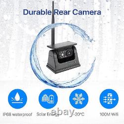 Solar Wireless Reverse Camera 7'' Rear View DVR Monitor For Camper/Hitch/Trailer