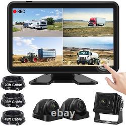 Wired Backup Camera System with 10.1 Touch Monitor, 3 HD 1080P Rear View& Si