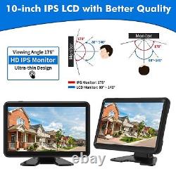 Wired Backup Camera System with 10.1 Touch Monitor, 3 HD 1080P Rear View& Si