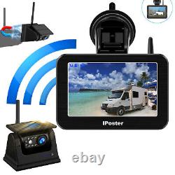 Wireless 5 monitor solar magnetic battery reversing camera For truck caravan RV