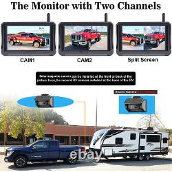 Wireless 5 monitor solar magnetic battery reversing camera For truck caravan RV