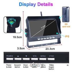Wireless Car Backup Reverse Camera 7 Monitor Rear View Kit For RV Truck Trailer